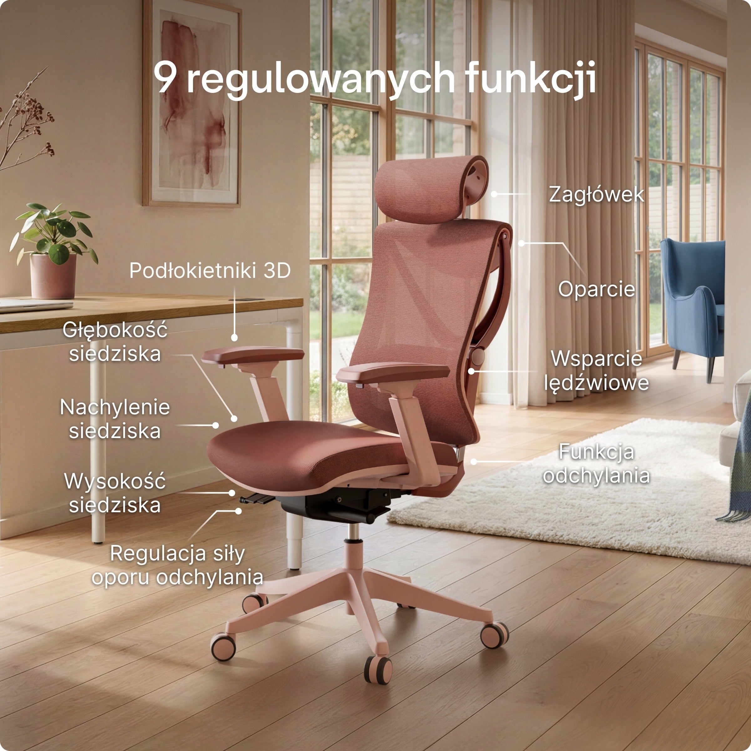 Ergonomic Office Chair Swivel Chair SitPro Pink Medical device no