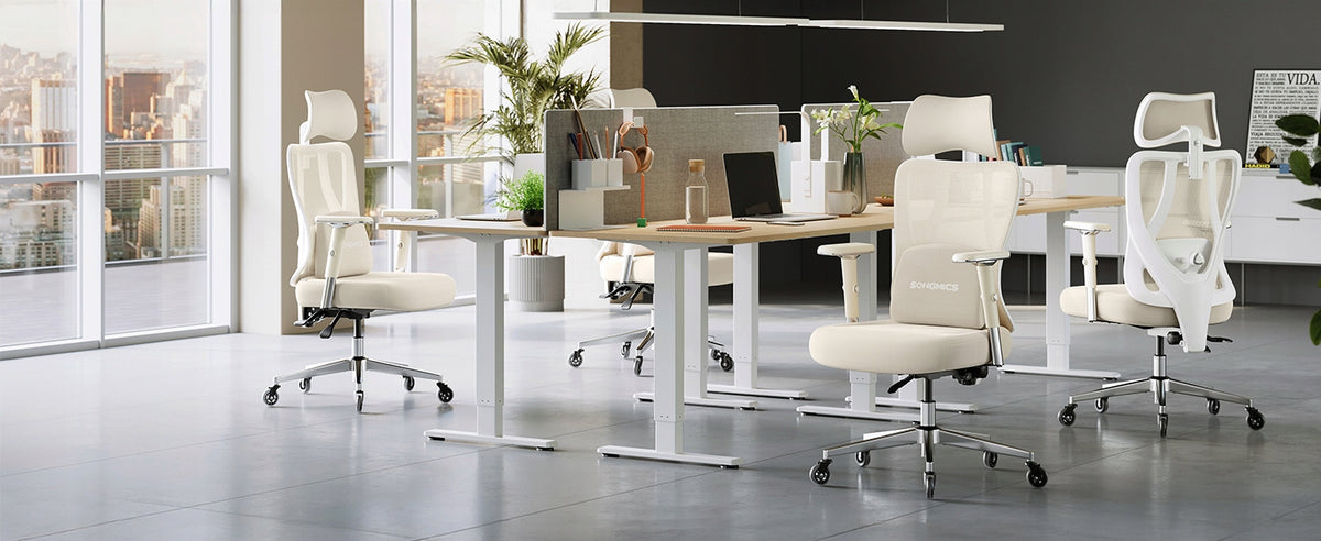Ergonomic Office Chair Swivel Desk Chair Beige Mesh Strong Packaging status original