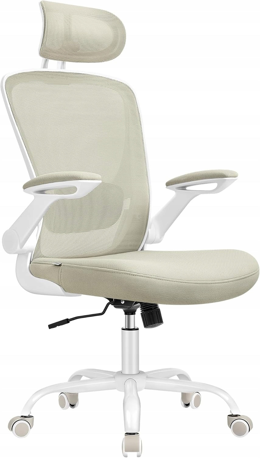 Ergonomic Office Chair Swivel Desk Chair Beige Mesh Strong