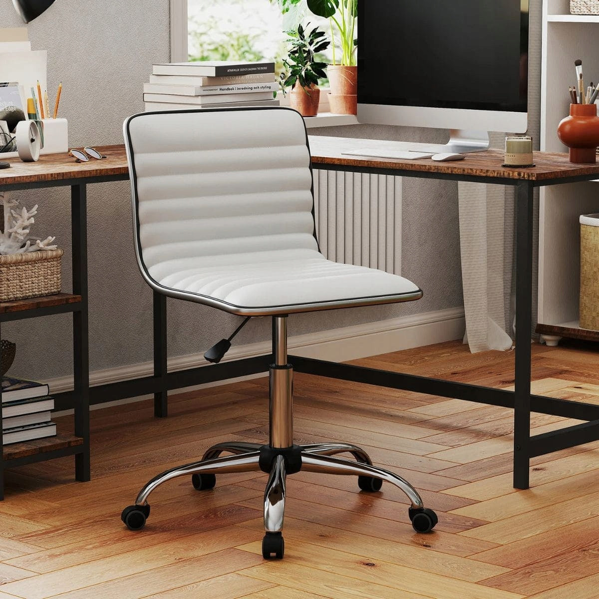 Ergonomic Office Chair Upholstered Swivel Chair Brand Costway