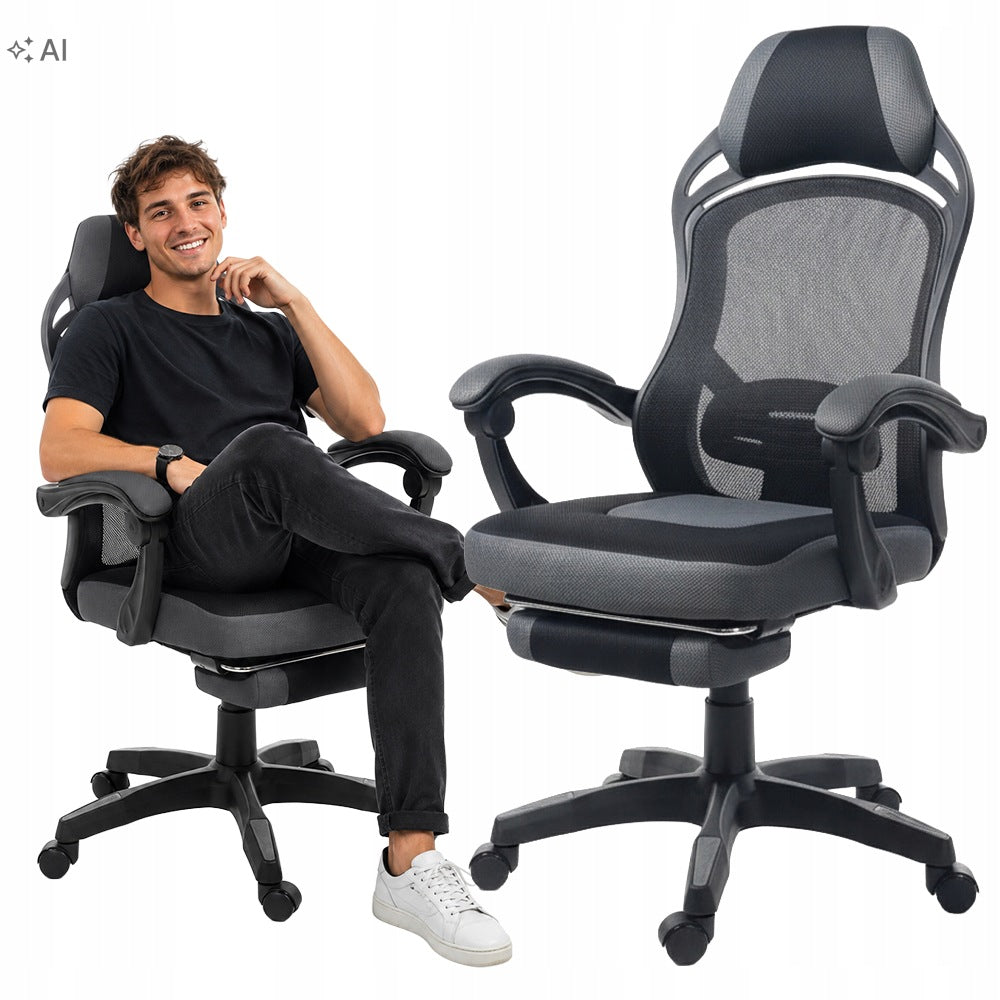 Ergonomic Office Chair Ventilated Mesh With Desk Footrest Black Brand no brand