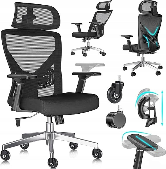 Ergonomic Office Chair With Lumbar Support Headrest