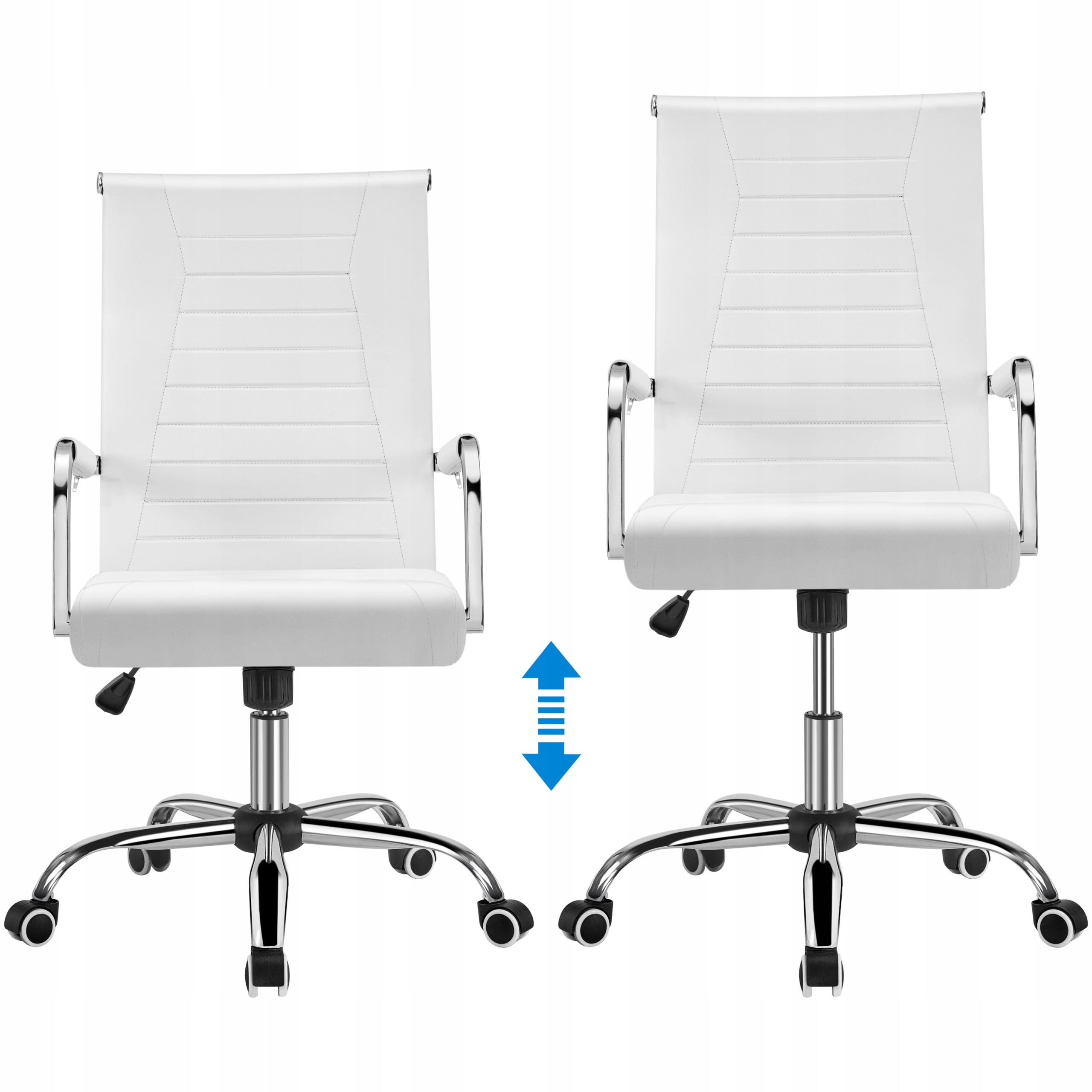 Ergonomic Office Chair with Armrests, Swivel, on Wheels, White