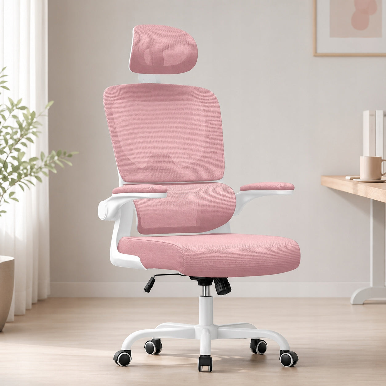 Ergonomic Office Chair with Lumbar Support Pink X24F00K130 Brand no brand