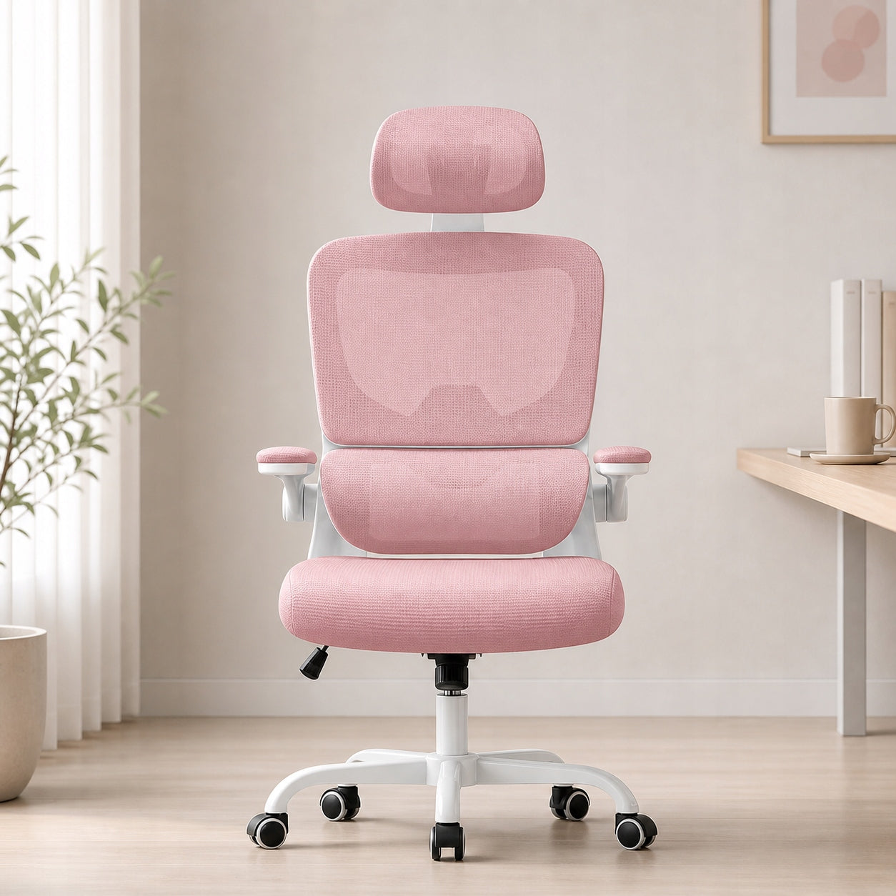 Ergonomic Office Chair with Lumbar Support Pink X24F00K130 Furniture depth 64 cm