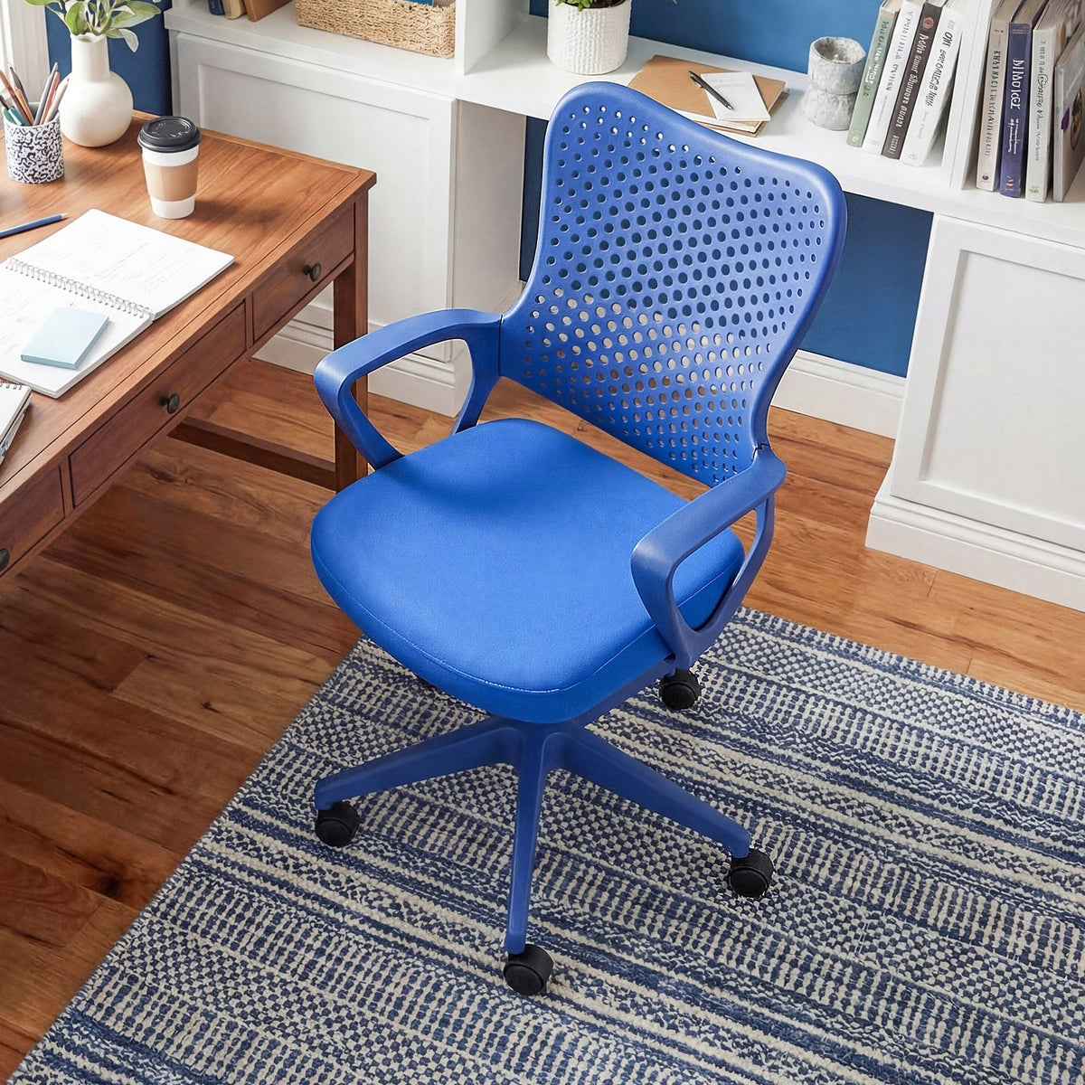 Ergonomic Office Chair with Mesh Backrest Blue Chair Brand Costway