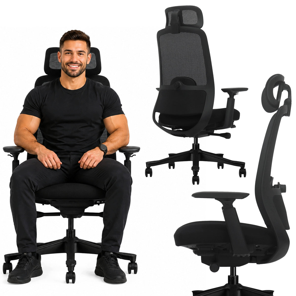 Ergonomic Office Gaming Chair Rotating 3D Adjustable V3 Premium Black