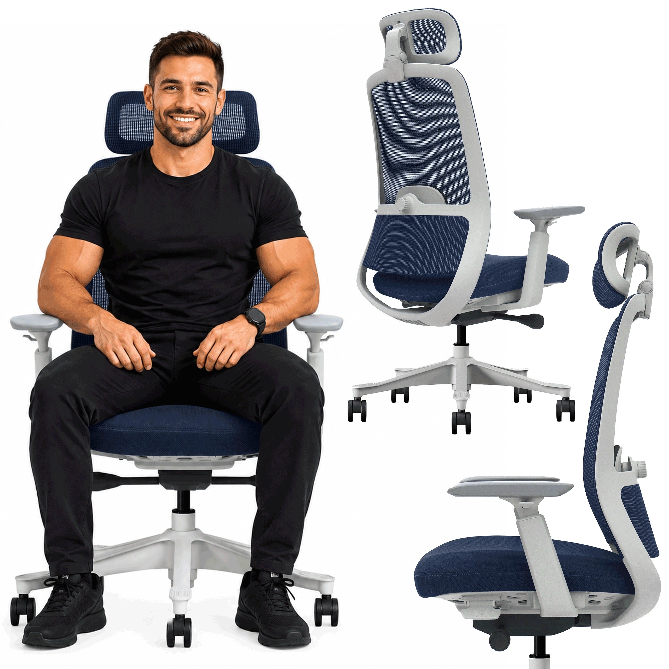 Ergonomic Office Gaming Chair Rotating 3D Adjustable V3 Premium Grey