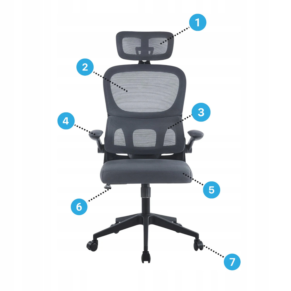 Ergonomic Office Swivel Chair for Computer Desk with Mesh ASTA Grey Kind ergonomic rotary