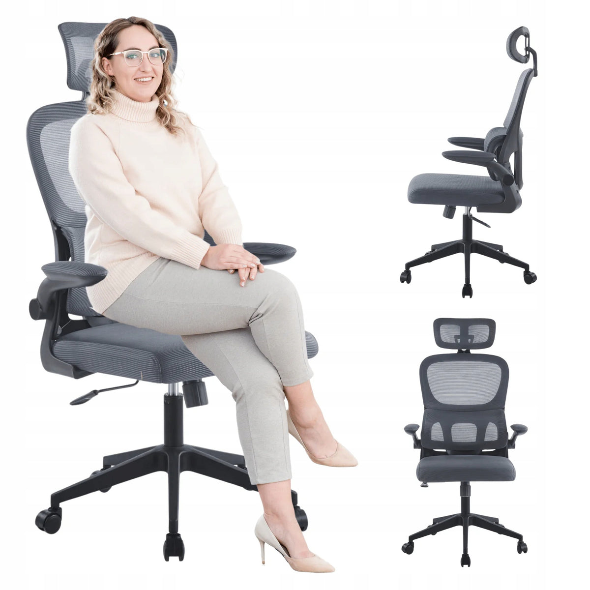 Ergonomic Office Swivel Chair for Computer Desk with Mesh ASTA Grey