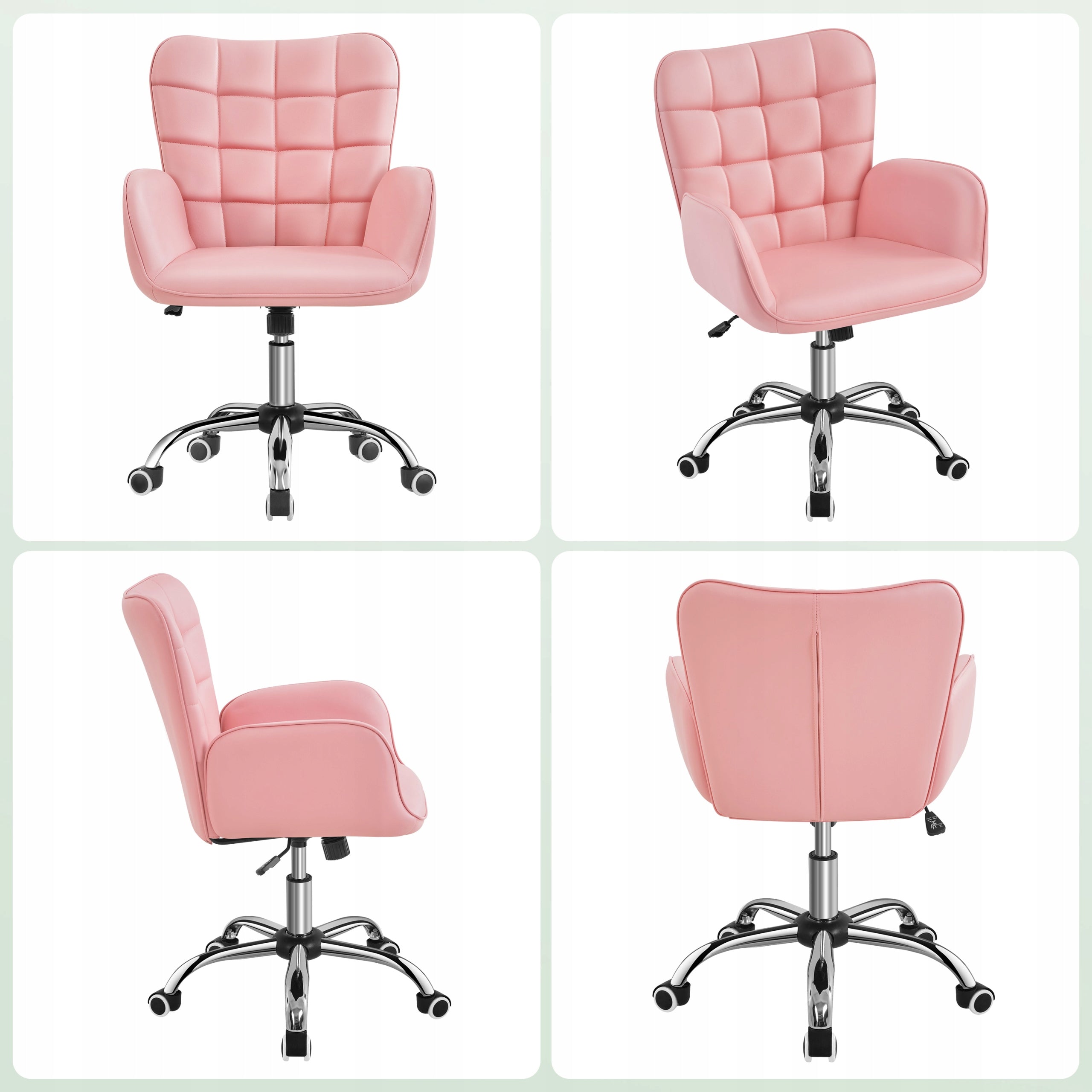 Ergonomic Swivel Chair, Adjustable Height, Wheels, Pink Packaging status original