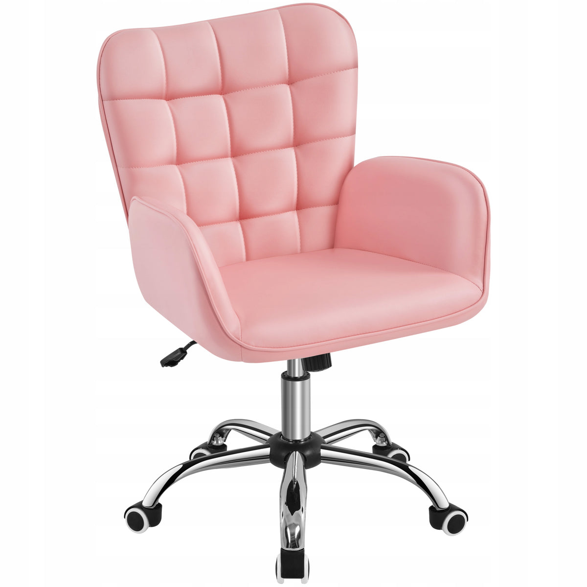 Ergonomic Swivel Chair, Adjustable Height, Wheels, Pink