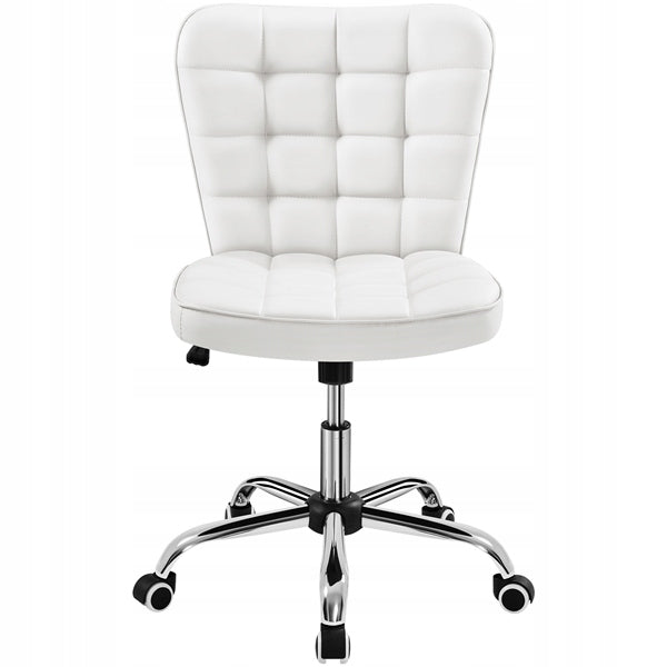 Ergonomic Swivel Chair, Adjustable Height, Wheels, White