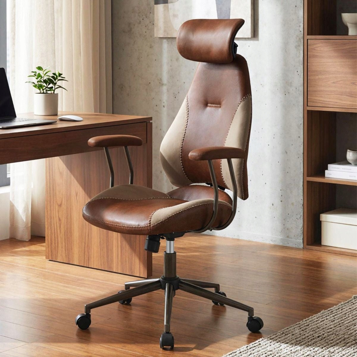 Ergonomic Upholstered Office Chair Brand Costway