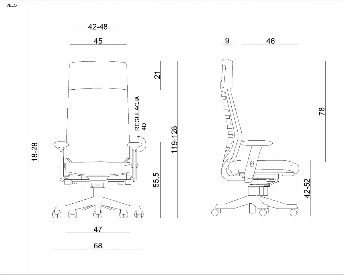 Ergonomic Velo COCOA high backrest Brand Unique