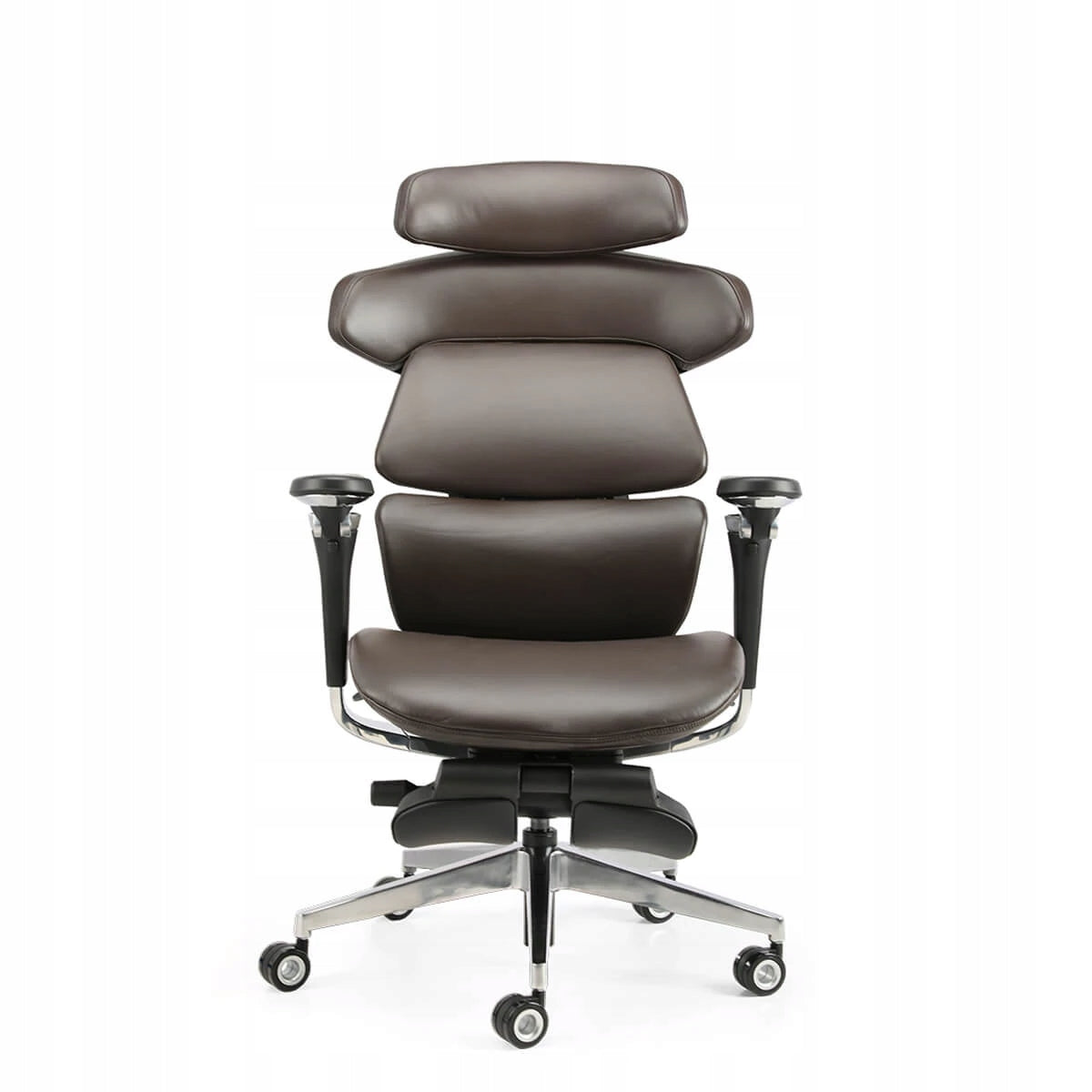 Ergonomic armchair Scorpio brown genuine leather lumbar support