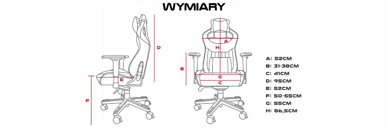 Ergonomic chair GENESIS Nitro 950 office gaming black NFG-1366 Furniture width 41 cm