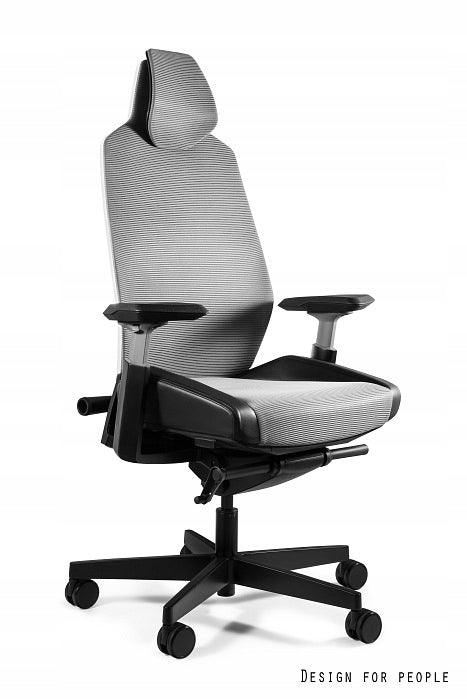 Ergonomic gaming chair RONIN Unique for the player white gray mesh