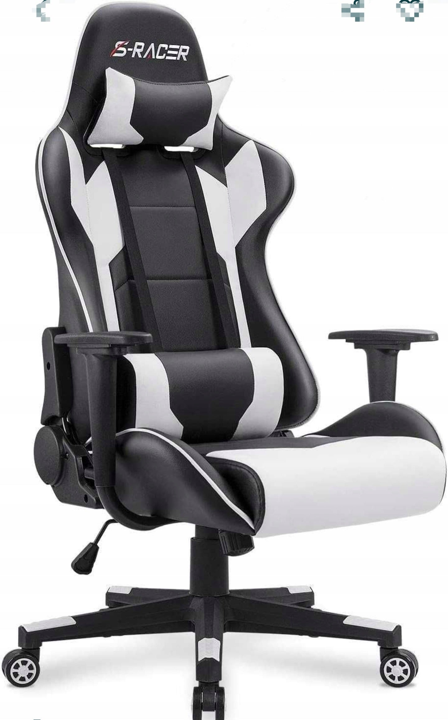 Ergonomic gaming chair black and white up to 150 kg