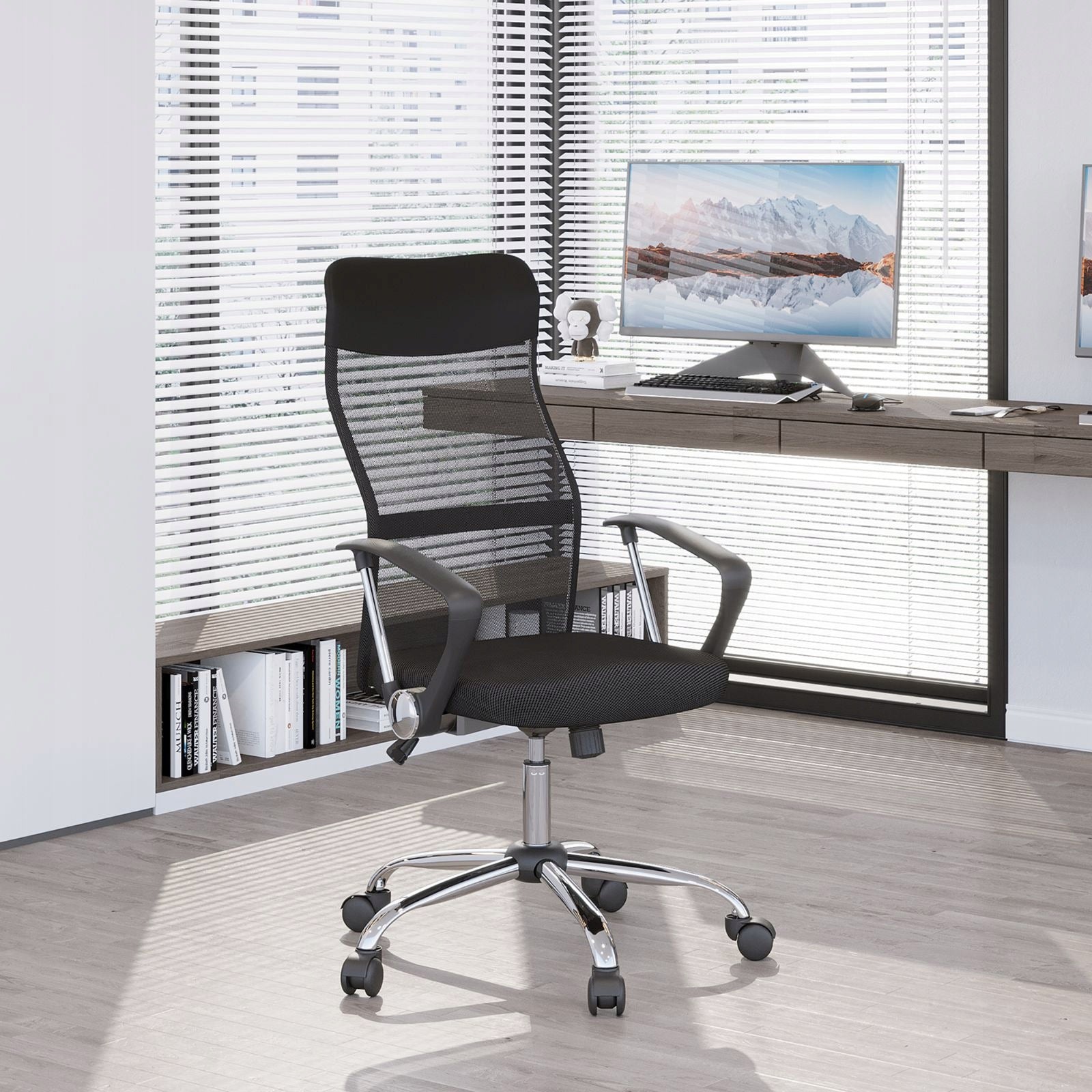 Ergonomic gaming office chair with rocking function, black
