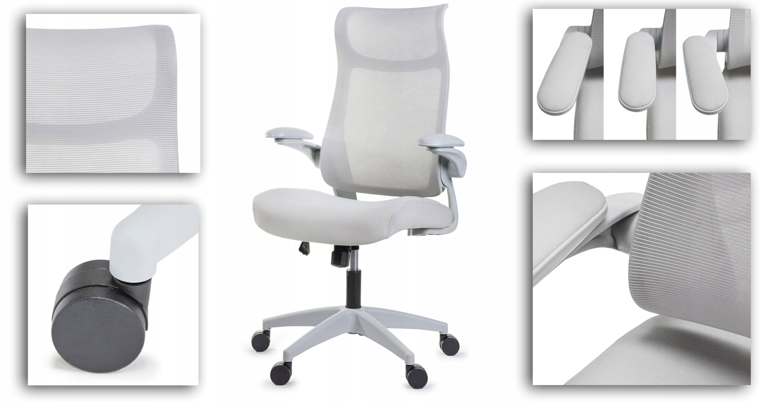 Ergonomic grey office chair FHX011 adjustable armrests health and safety grey EAN (GTIN) 5902751547931