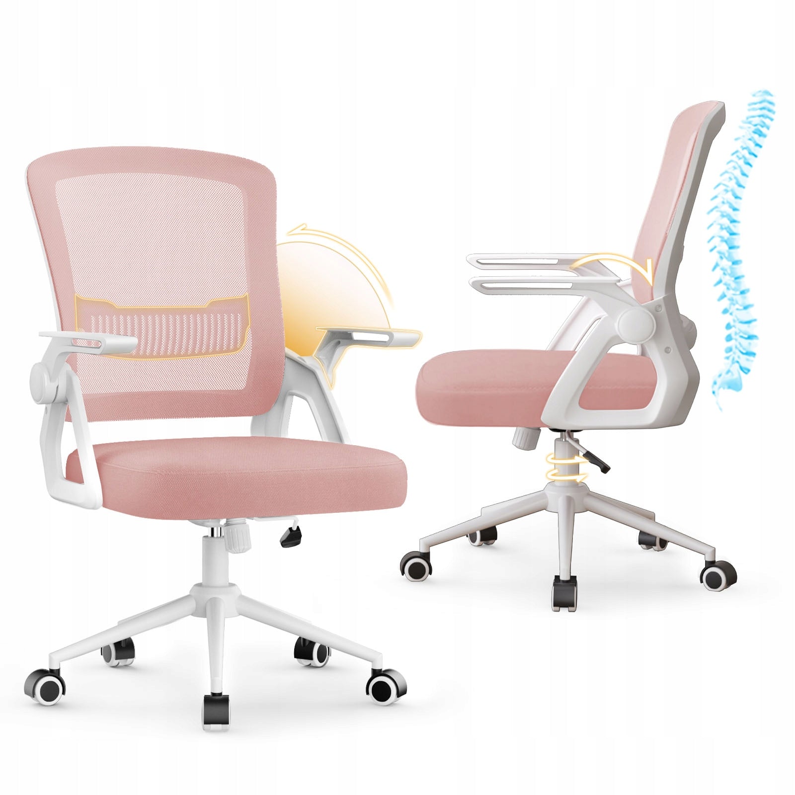Ergonomic mesh swivel chair with adjustable lumbar support