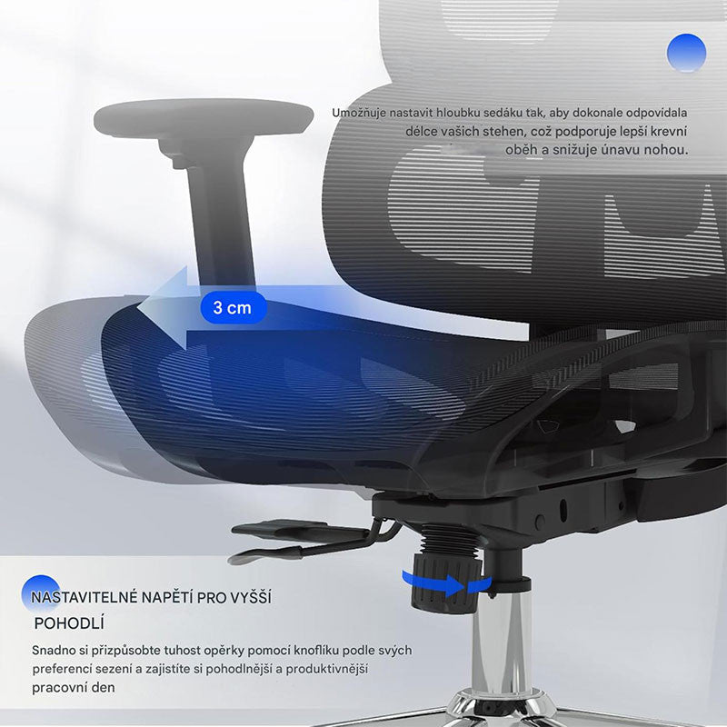 Ergonomic office chair C7DG-Lite-Pro-V2, dark gray Furniture depth 65 cm