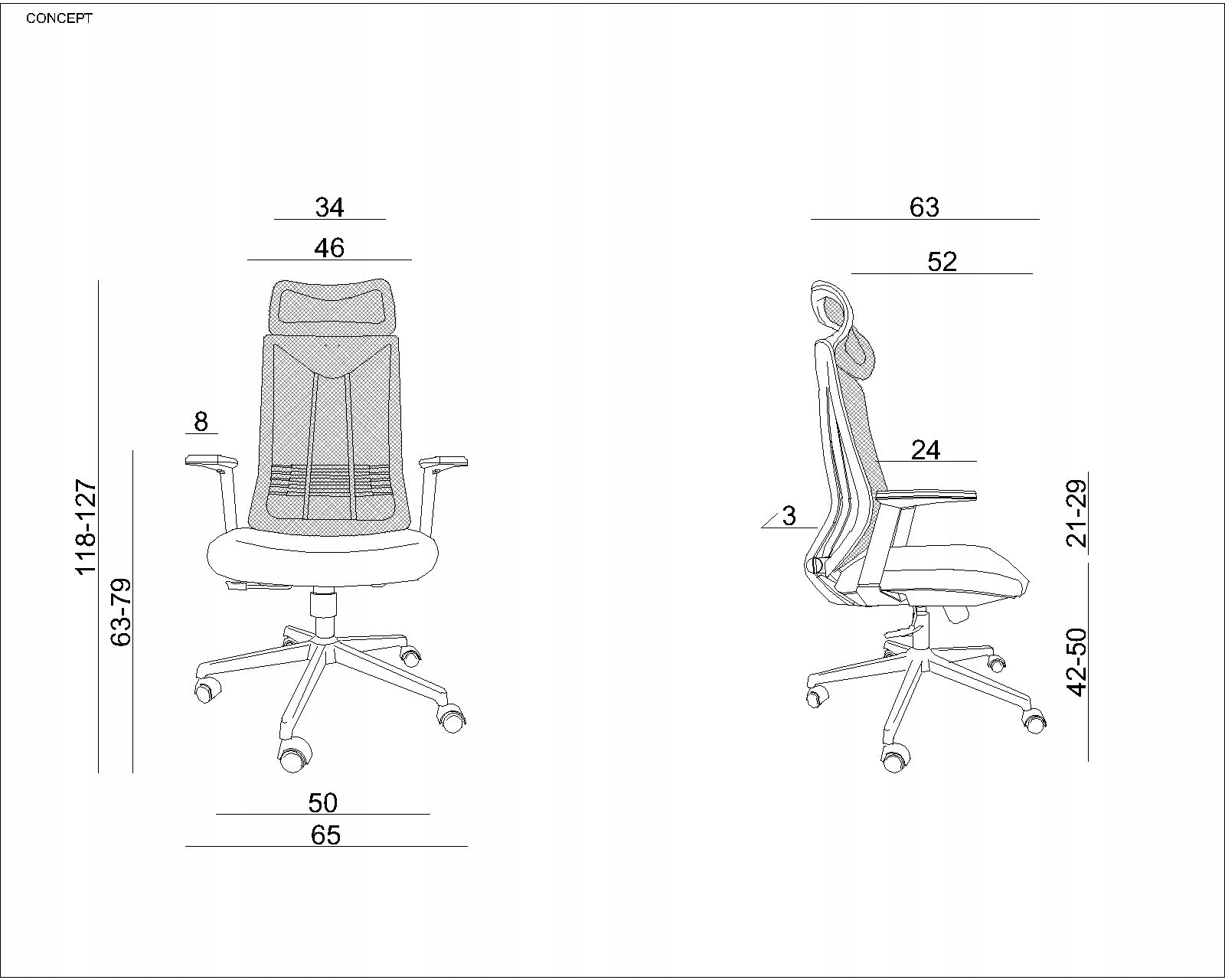 Ergonomic office chair CONCEPT Unique black Brand Unique