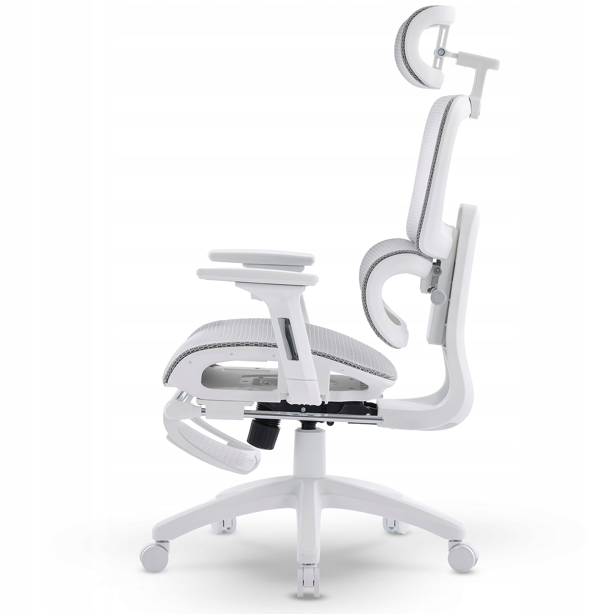 Ergonomic office chair DELAGEAR M Pro 750 grey and white with footrest Packaging status original
