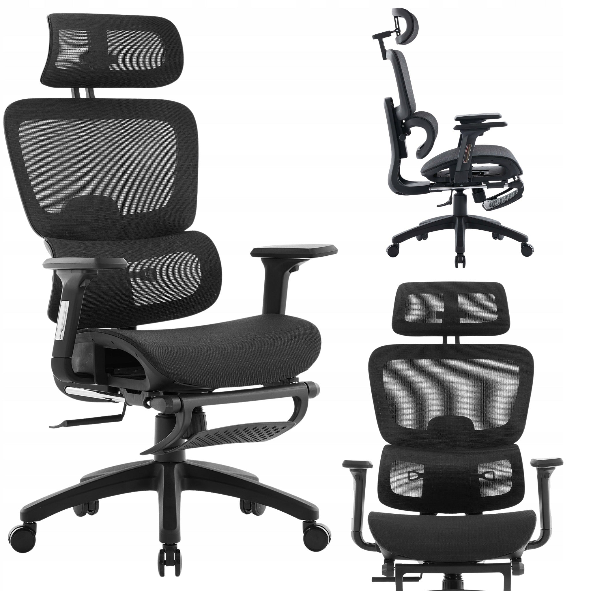 Ergonomic office chair DELAGEAR M Pro 750 mesh with footrest black