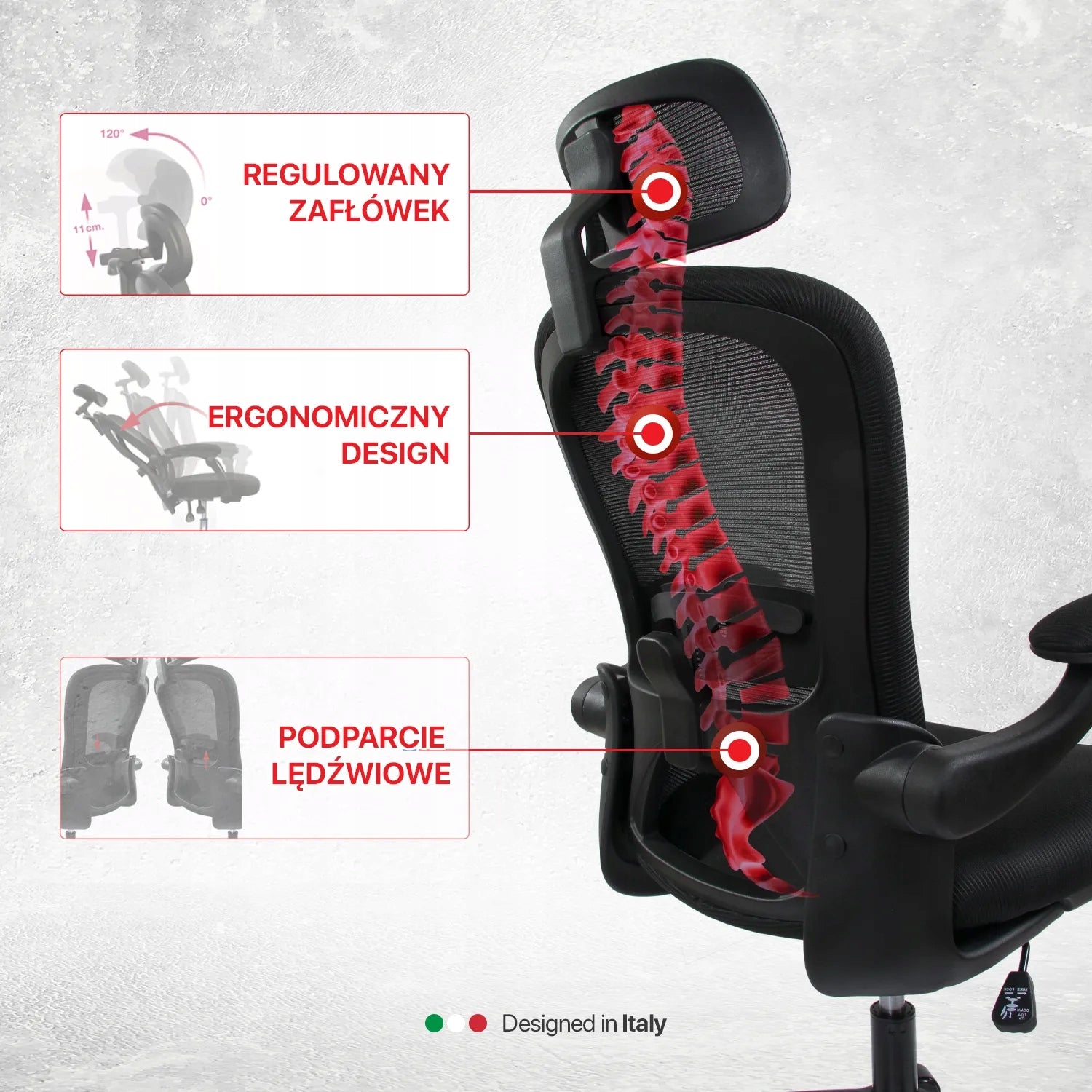 Ergonomic office chair DH8005H-BK, lumbar support black Manufacturer code DF0015