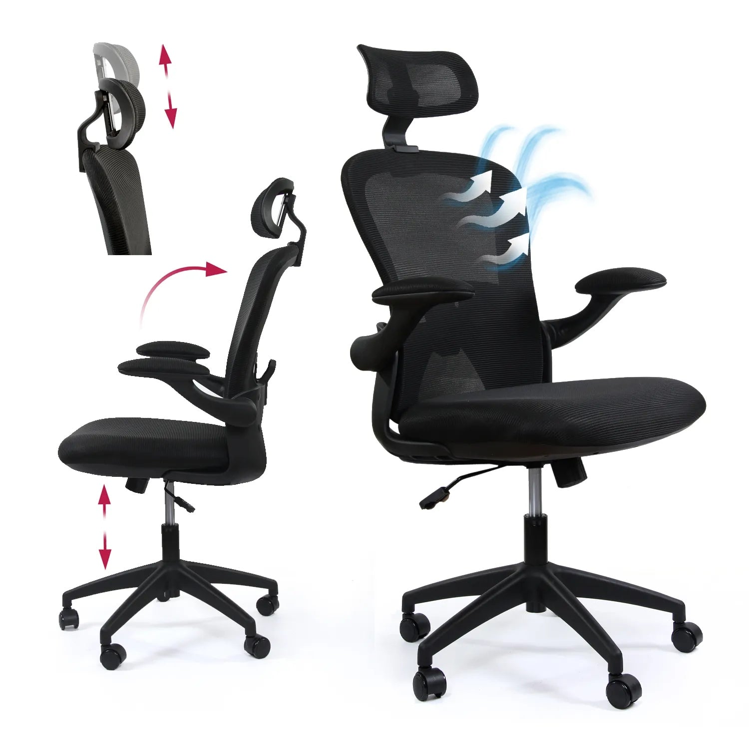 Ergonomic office chair DH8005H-BK, lumbar support black