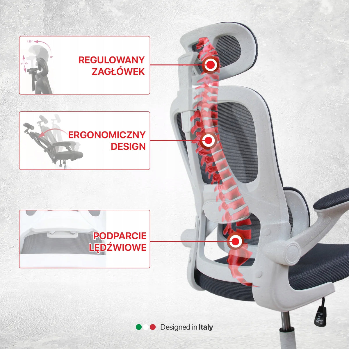 Ergonomic office chair DH8036WH lumbar support graphite Brand no brand