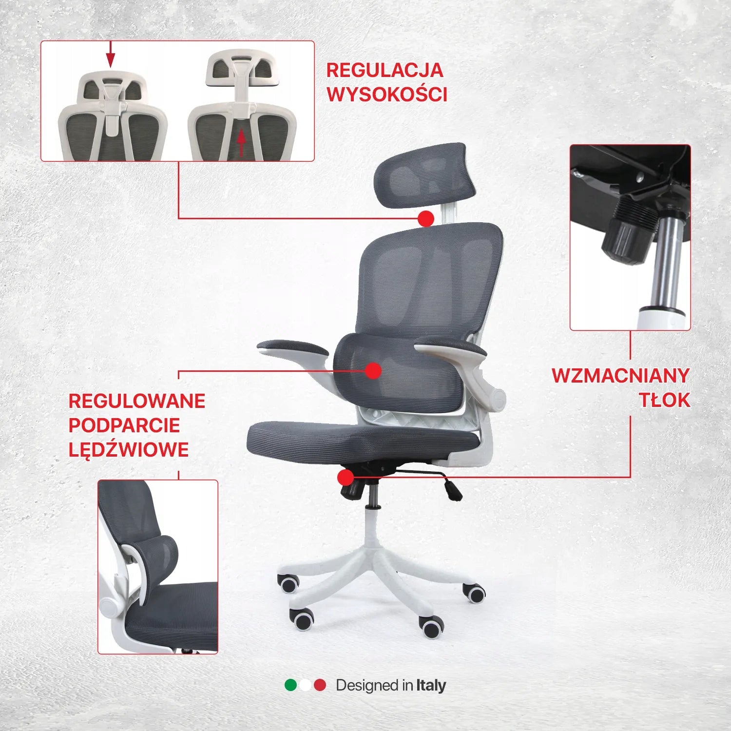 Ergonomic office chair DH8036WH lumbar support graphite Packaging status original
