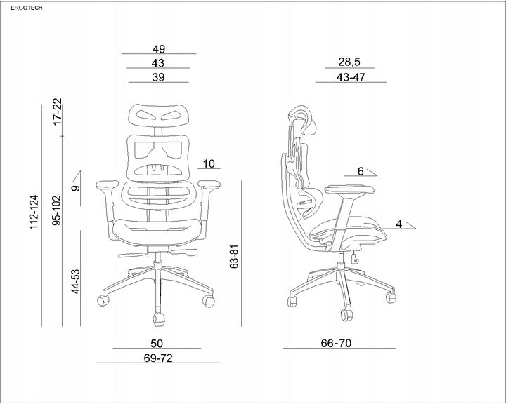 Ergonomic office chair ERGOTECH white frame in accordance with the EU directive EAN (GTIN) 5908242400679