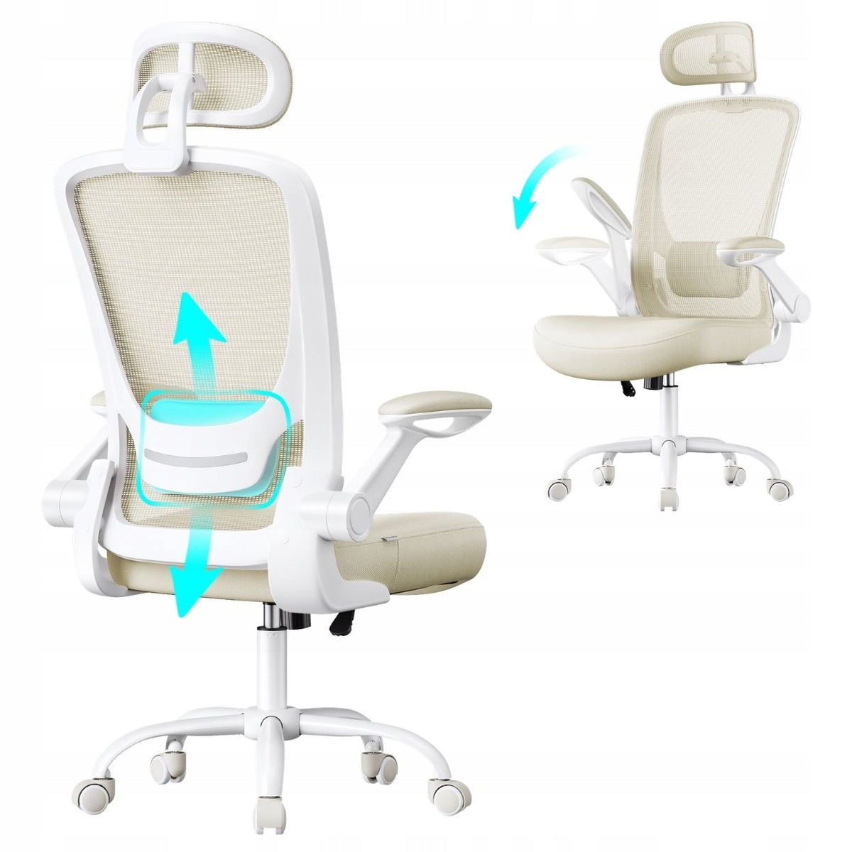 Ergonomic office chair Songmics OBN047K01 beige and white