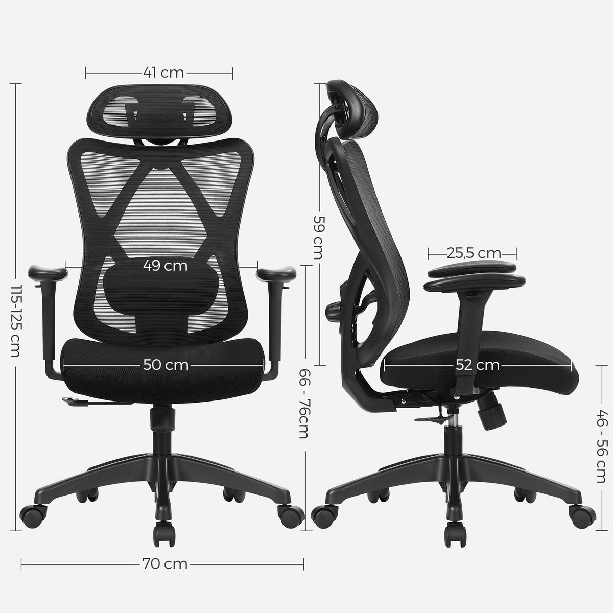 Ergonomic office chair swivel chair for lumbar support black Brand Songmics
