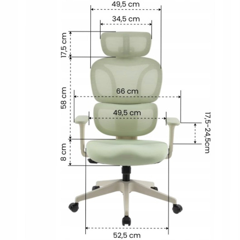 Ergonomic office chair with footrest BS5WG-F2, 2D headrest, gray Furniture depth 72 cm