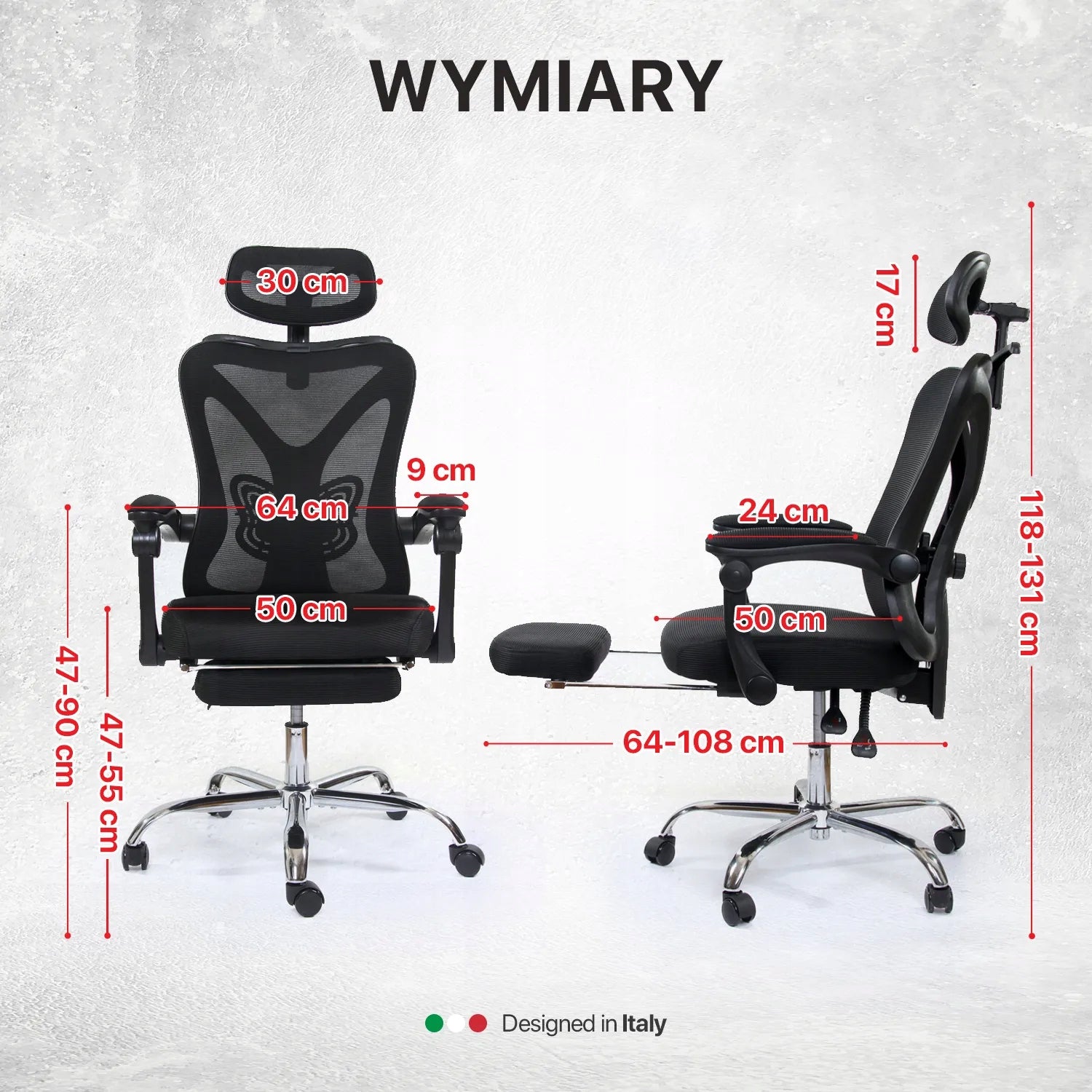 Ergonomic office chair with footrest DH8001BK lumbar support black Packaging status original