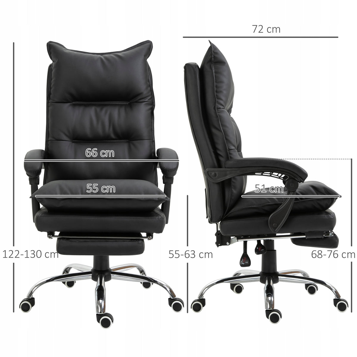 Ergonomic office chair with footrest eco-cleather black Packaging status original