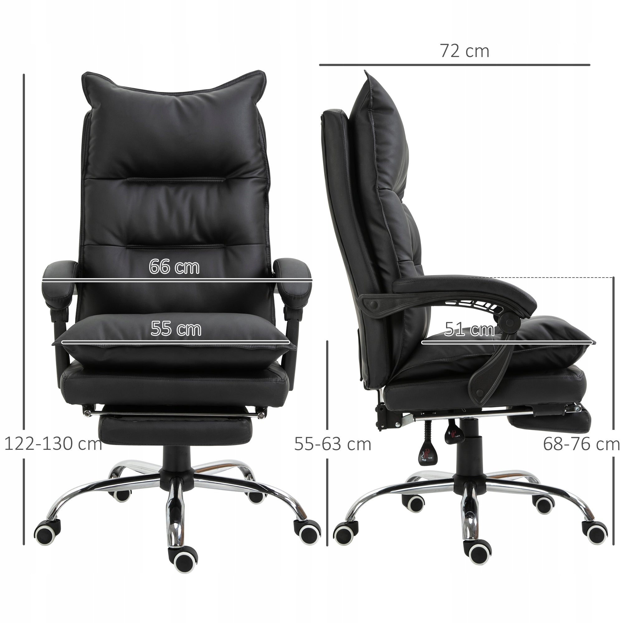 Ergonomic office chair with footrest eco-cleather black Packaging status original