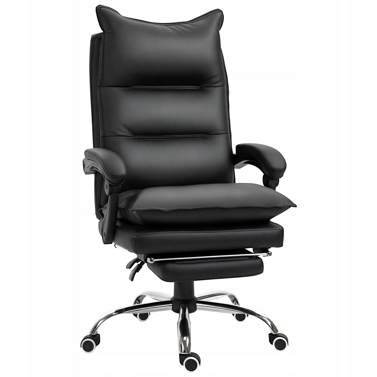 Ergonomic office chair with footrest eco-cleather black