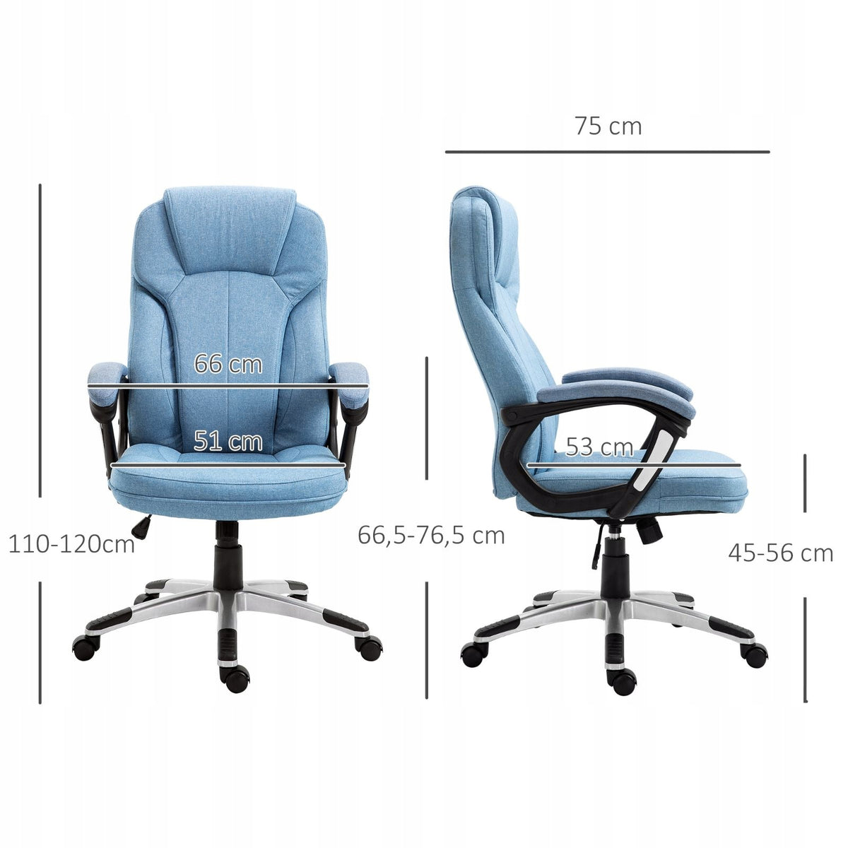 Ergonomic office chair with headrest, linen, light blue Brand no brand