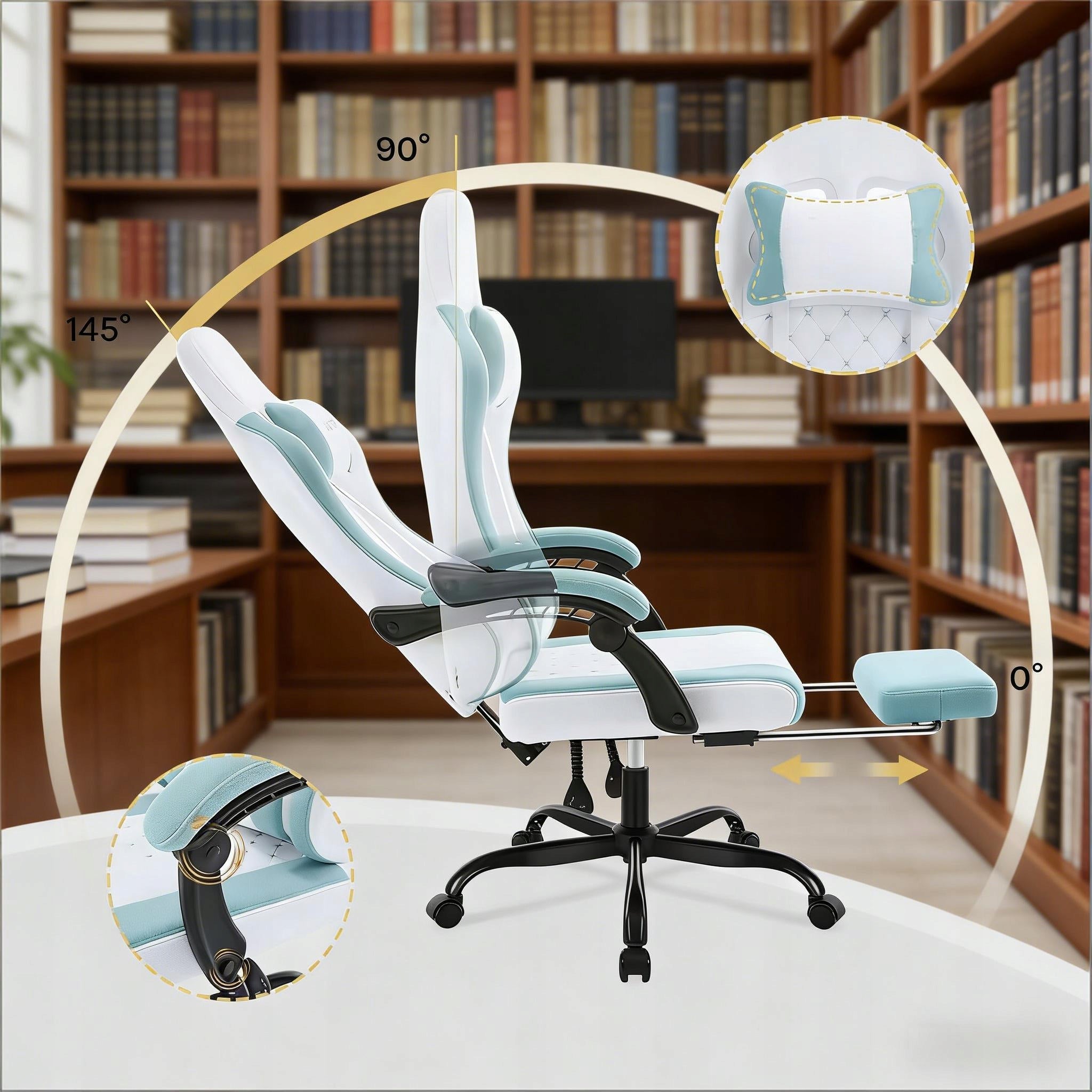 Ergonomic office chair with massage Blue, white Manufacturer code 9008918907412