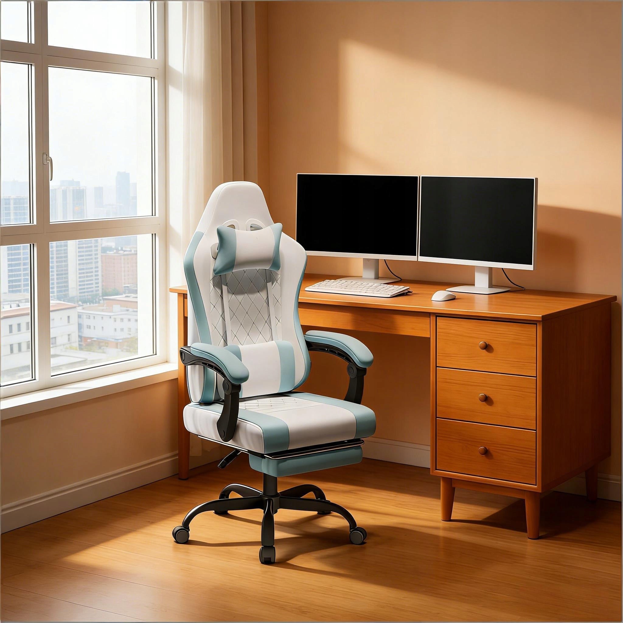 Ergonomic office chair with massage Blue, white