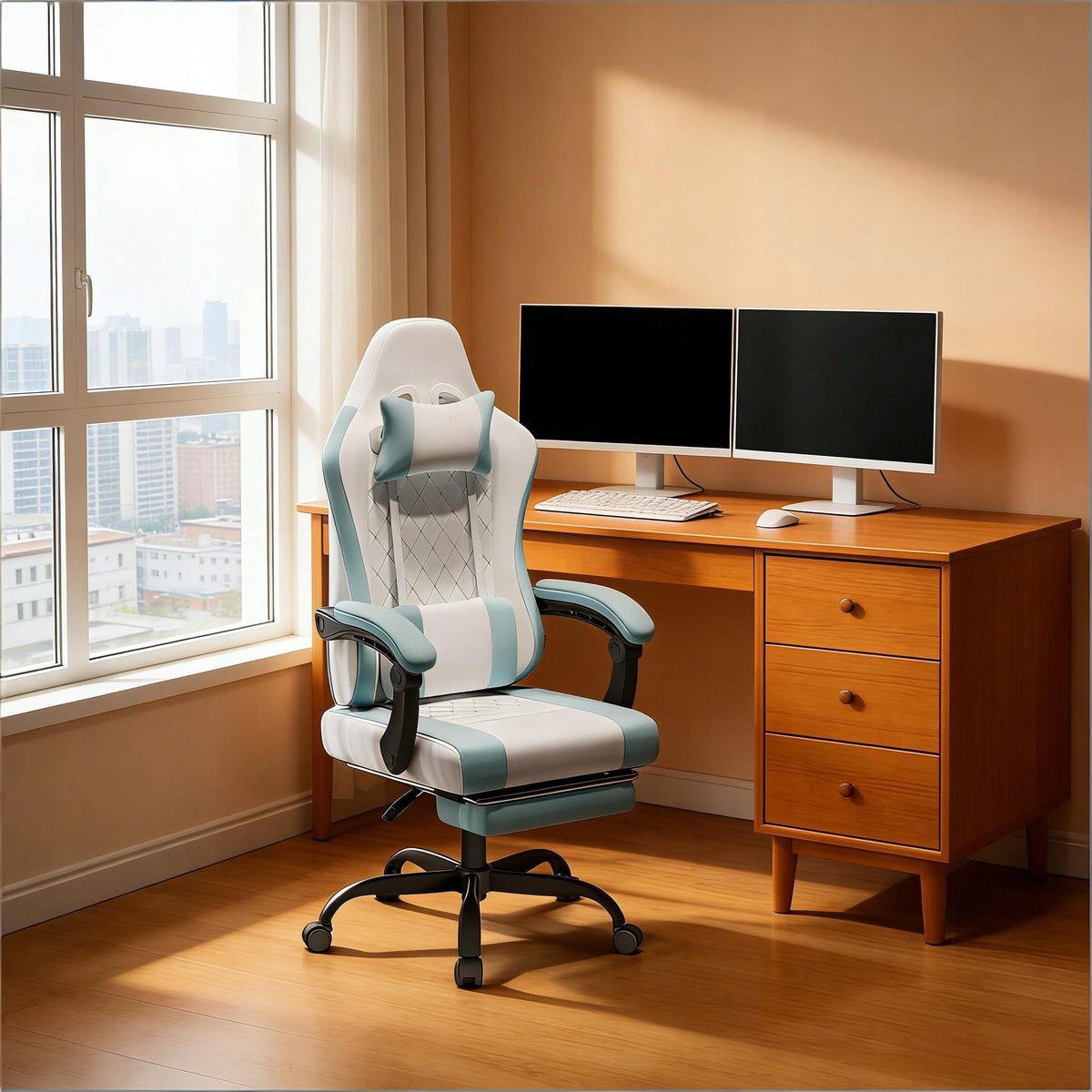 Ergonomic office chair with massage Blue, white