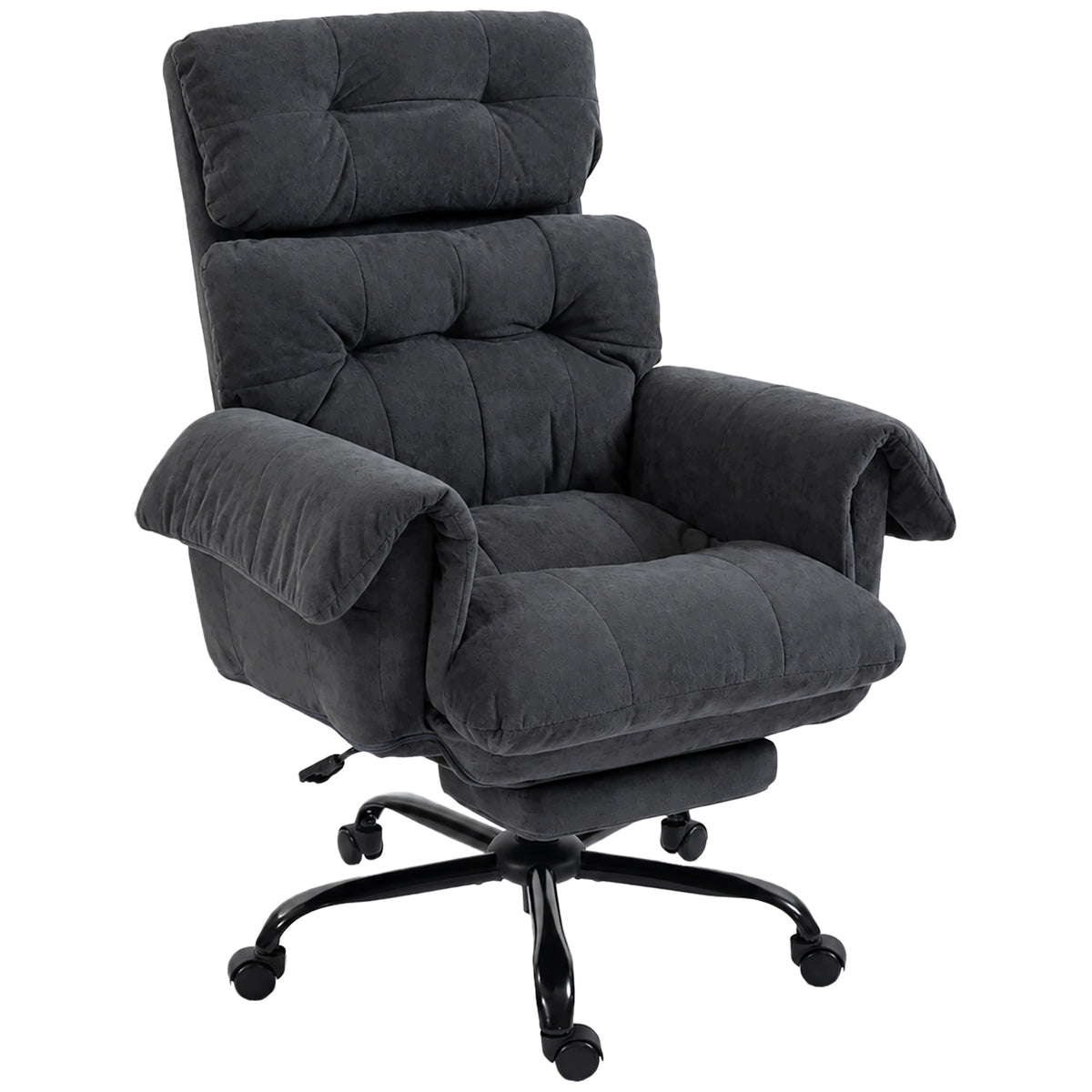 Ergonomic office chairHOMCOM with armrests and footrest, grey