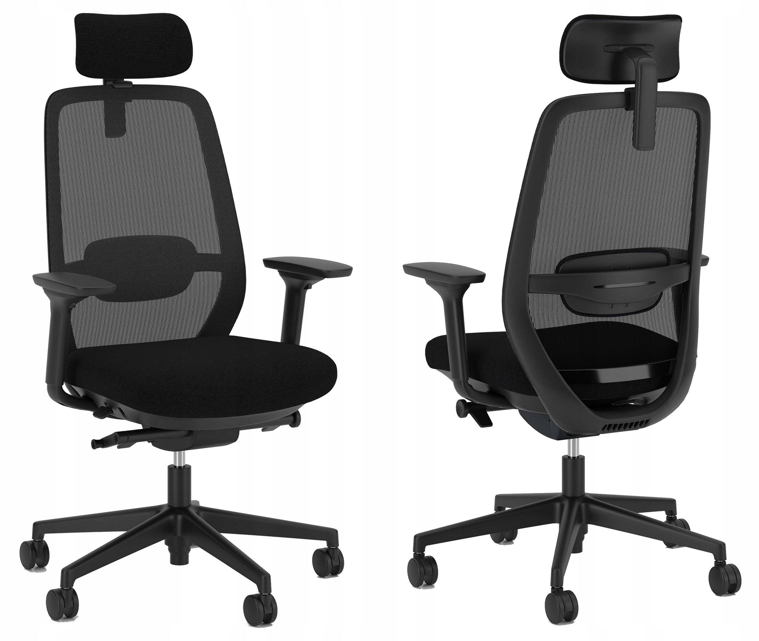 Ergonomic swivel chair ELOVIE HRT BLACK SN2 mesh fabric Nowy Styl