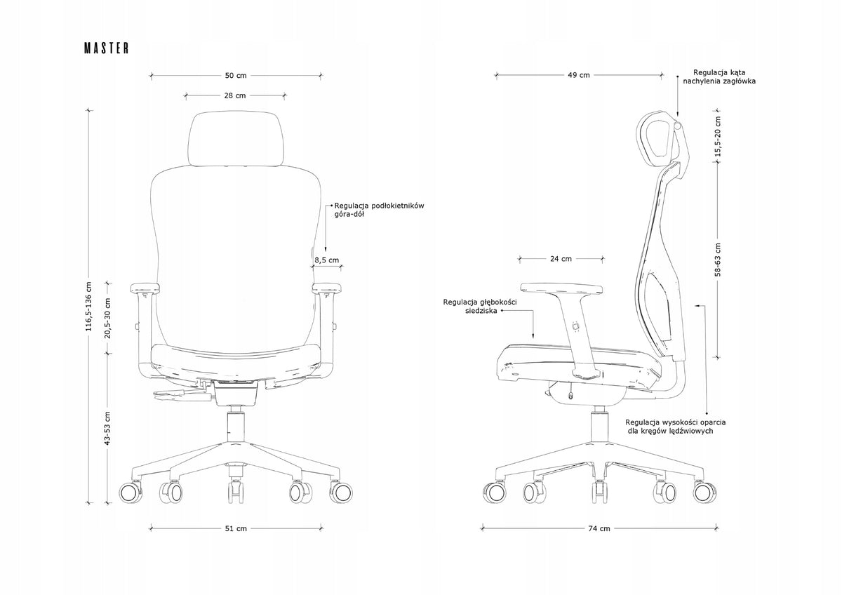 Ergonomic swivel chair MASTER black Manufacturer code MB161H-U