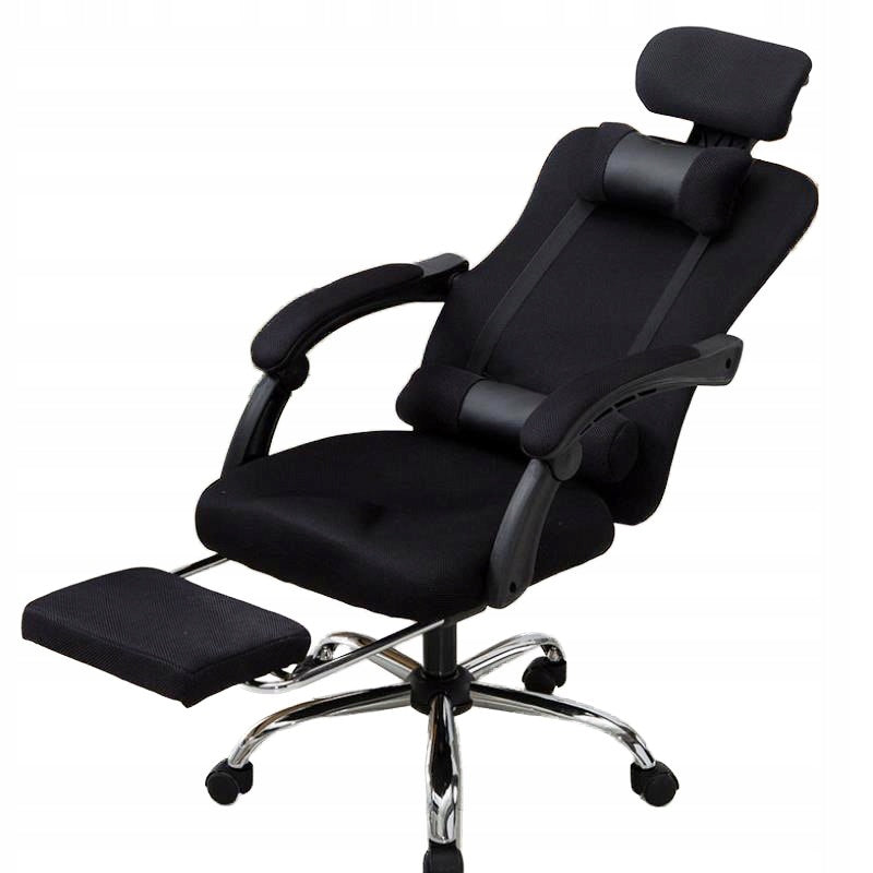 Ergonomic swivel chair with footrest and headrest, ventilation - black Brand Magboss